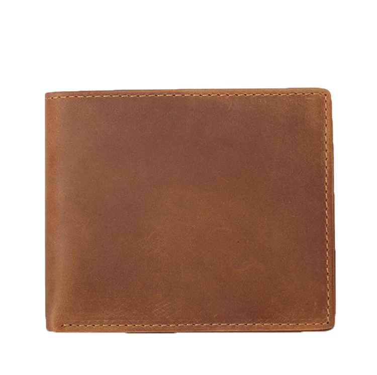 
Hot selling RFID blocking minimalist slim wallet crazy horse genuine leather wallet men  (496230277)