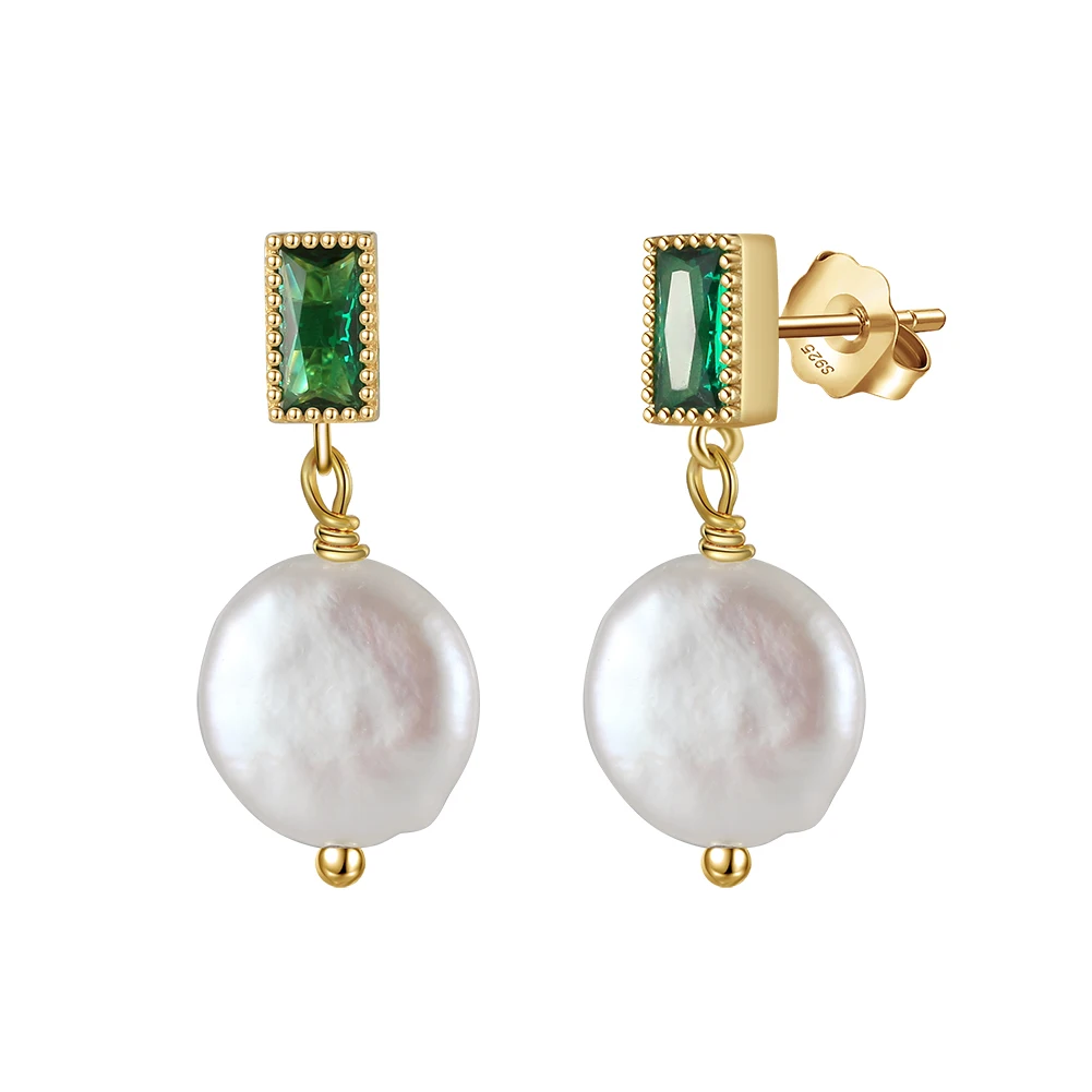 GPE82 RINNTIN Hypoallergenic Gold Earrings 925 Silver Cultured Freshwater Pearl Earring for Women Gifts