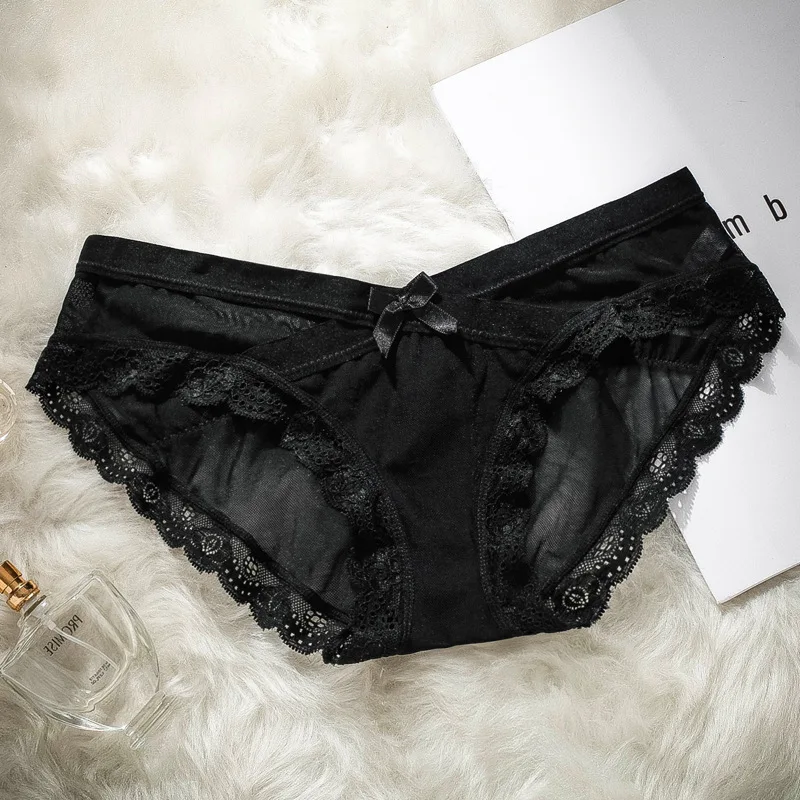Sexy Underwear Women's Lace Mid-waist Hollow Hip Lifting Comfortable ...