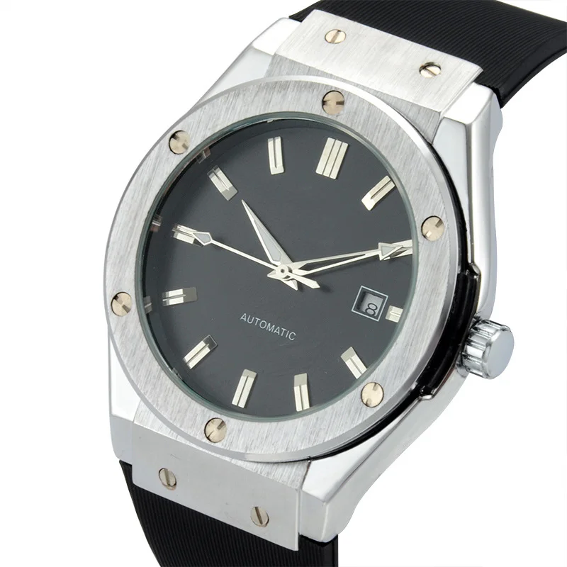 

2021 Most popular high quality custom wristwatch automatic silicone strap waterproof leather watch skeleton, 4 colors