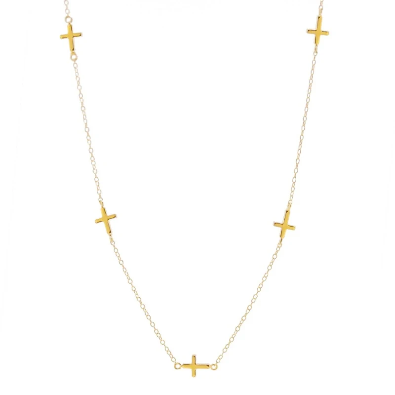 

S925 sterling silver fashion stacking glossy small cross necklace