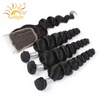 

Bundles Indian Loose Wave Hair Sunlight 100% Human Hair,10a indian/brazilian hair bundles with closure, 100% virgin indian hair