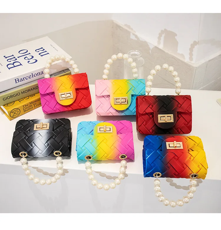 

2022 PU Leather jelly purses and small bag min white weave handbag for Women Designer Hand Bags Mini Purses and Handbags