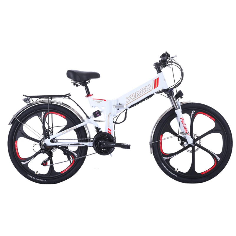 

2020 New Arrival 21 Speed Folding E-bike Bicicleta Electrica Motos Electricas With Double Disk Brakes LCD Display, Black or white