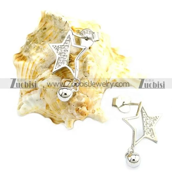 

2019 New Fashion Zuobisi 925 Sterling Silver Jewelry Star Shape with Crystal Stone Women Earring Stud Gift, Picture shows