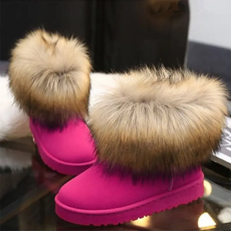 

Free Shipping new waterproof genuine snow boots women classic shoes for women with fox fur, Requirement