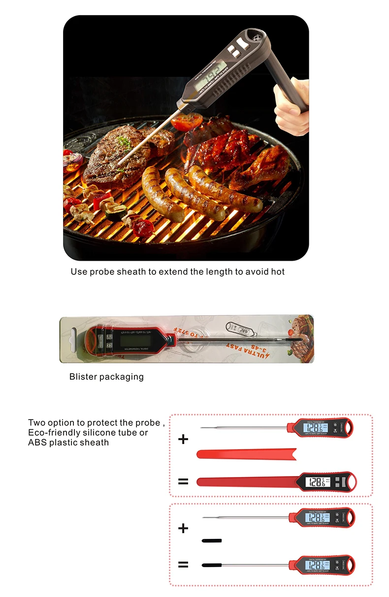2020 Factory hot sale digital instant read meat thermometer with Protective cover