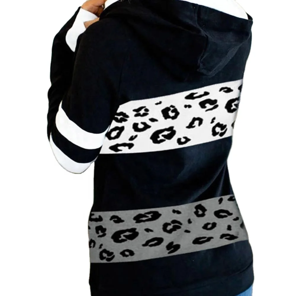

Women Ladies Casual Long Sleeve Leopard Patchwork Top Pullover for women Hoodies, Shown