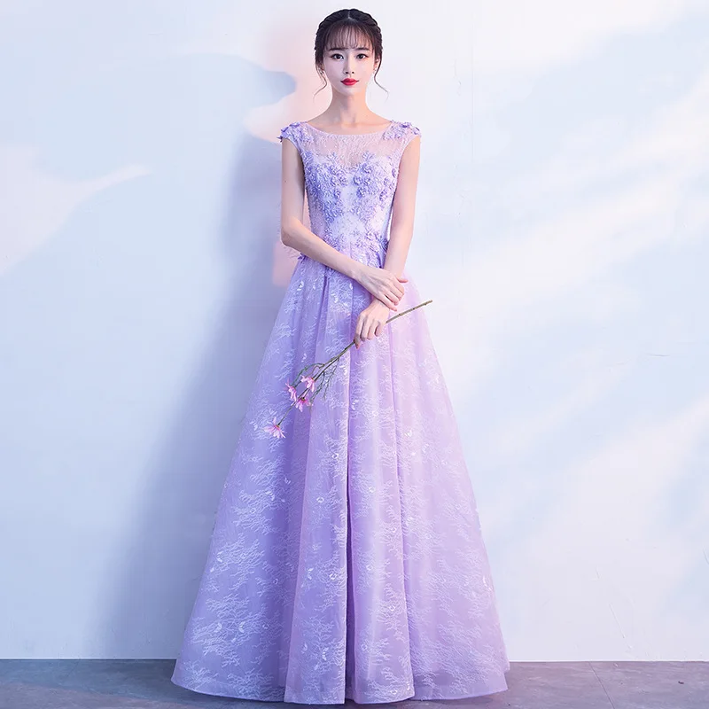 2024 New Purple Banquet Temperament Dress Socialite Hosting Chorus Performance Evening Gown Woman