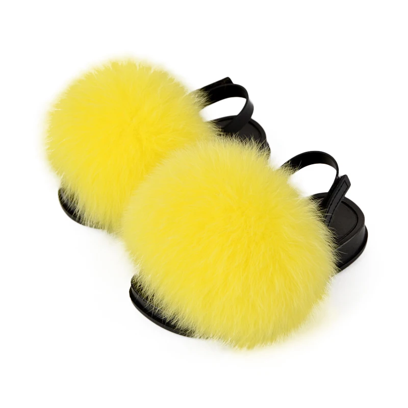 

2021 Fox Hair Slippers Home Outside Wear Fashionable Girls Child Plastic Shoes And Sandals For Kids, Colorful