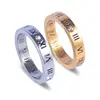 European and American Roman numeral hollow titanium steel diamond ring rose gold ring