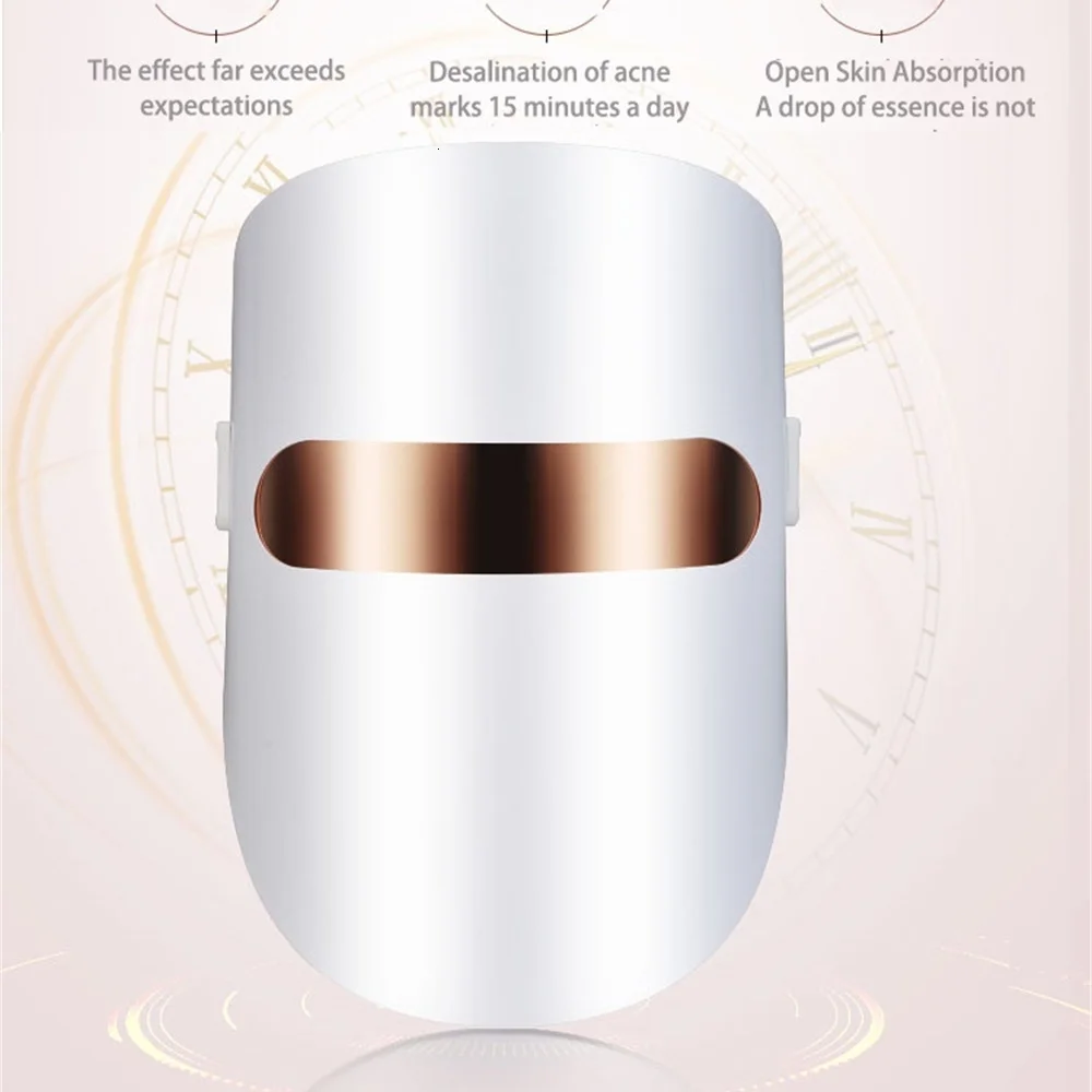 

Wireless rechargeable 3 colors photon led mask therapy facial tightening device red blue light face led facial mask for women