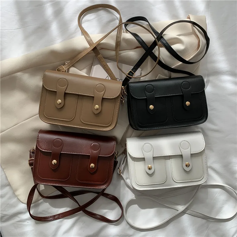 

New Fashion Retro Portable Bag Small Square Handbag Leisure Single Shoulder Messenger Bag, Black, white, khaki, brown