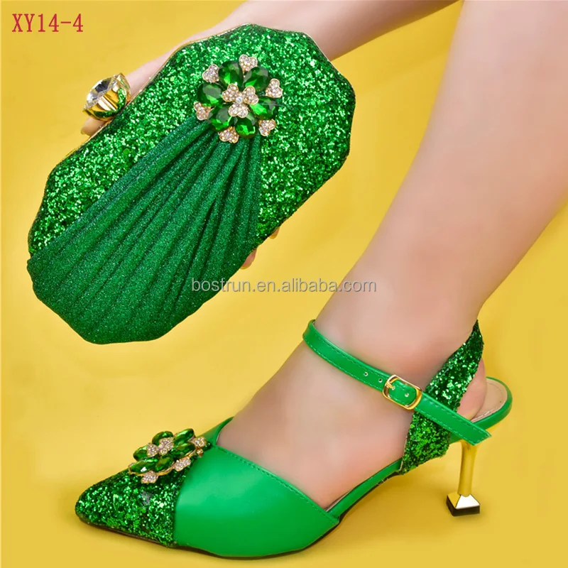 

XY14 New arrival aqua blue Italian shoe bag set
