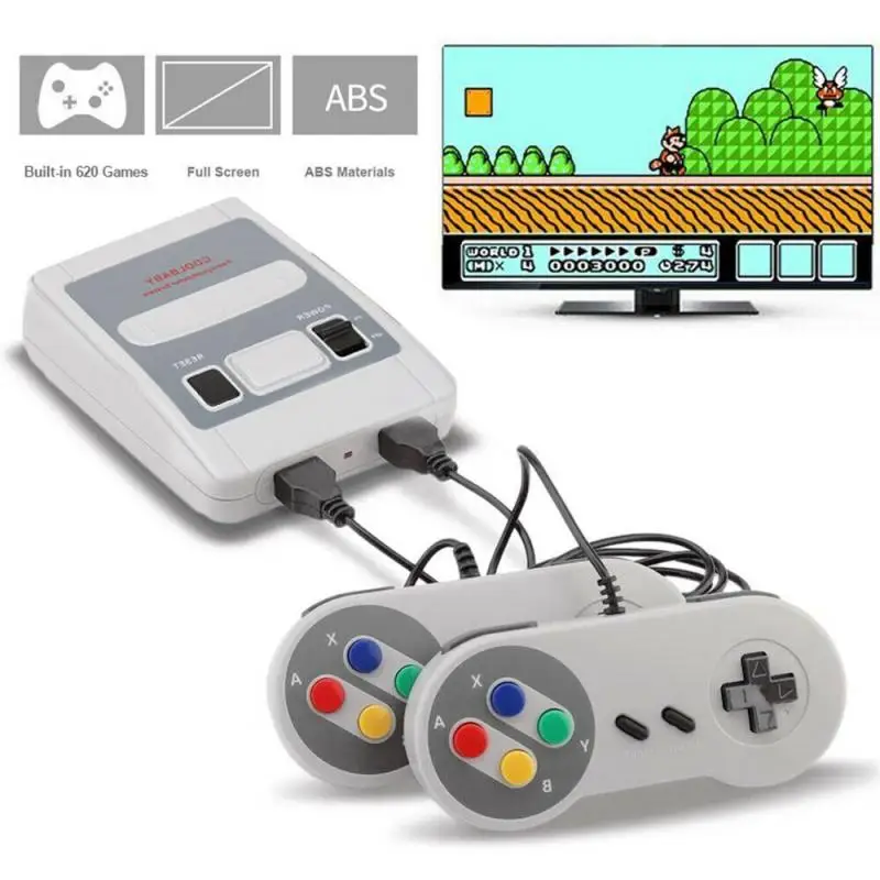 

SUPER MINI SNES SFC N-ES Retro Classic Video Game Console TV Game Player Built-in 821 Games with Dual Gamepads, White
