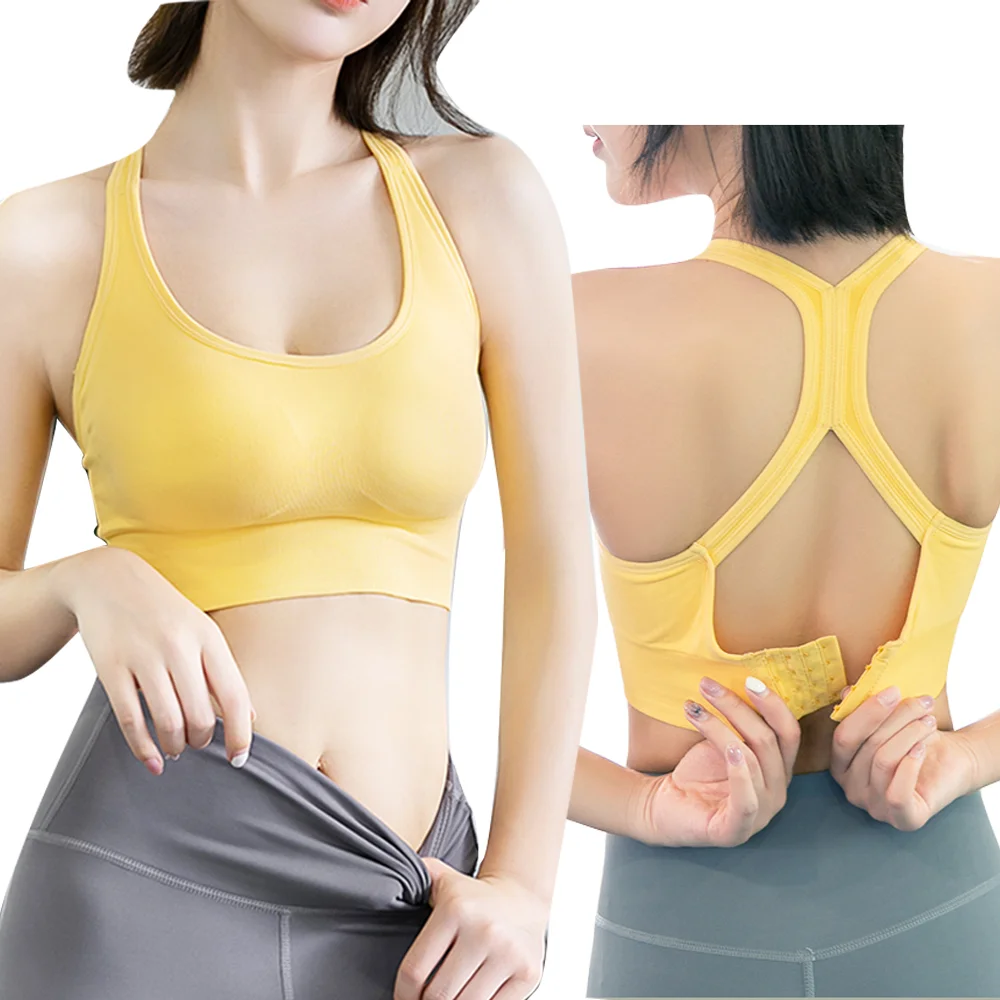 

Fast Delivery fitness bra shockproof gathering underwear hollow beautiful back seamless adjustable running sports bra