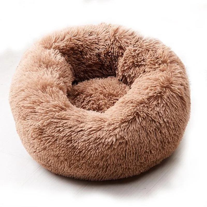 Wholesale Custom Pet beds Cat Donut Round Plush Sofa dog Luxury Rest improved Sleep Faux Fur pet Dog Bed