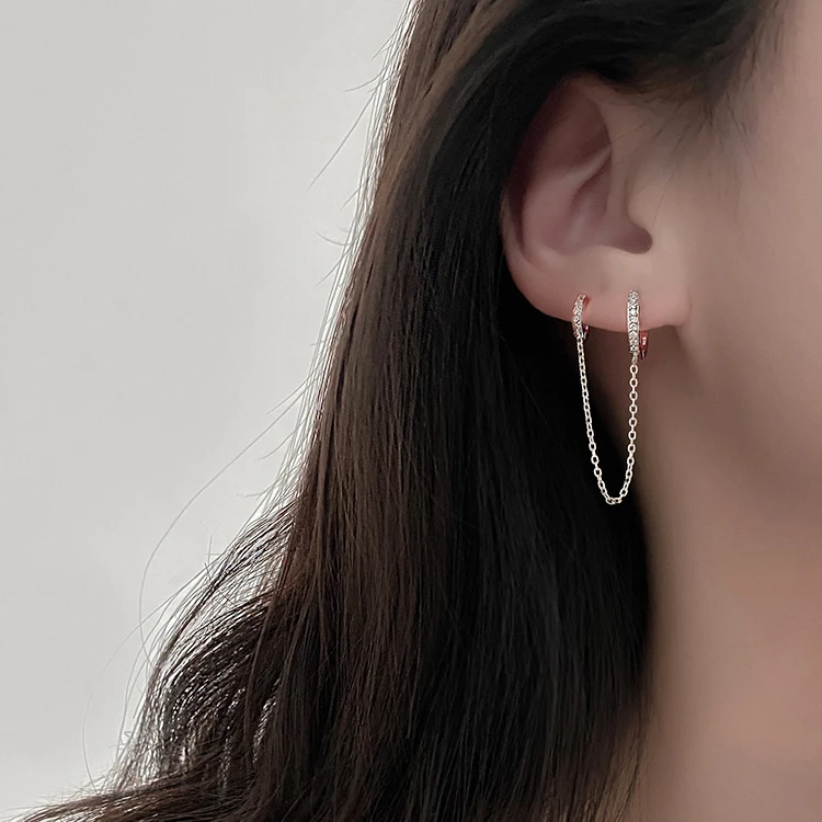 

XuQian Korean Style Silver Plated Ear Cuff With Chain for Valentine's Gift