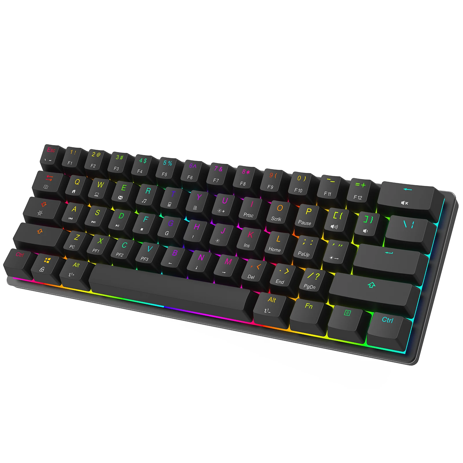 

Factory price wholesale rgb 61keys type c pbt keycaps ergonomic 60% gaming mechanical keyboard, Black white