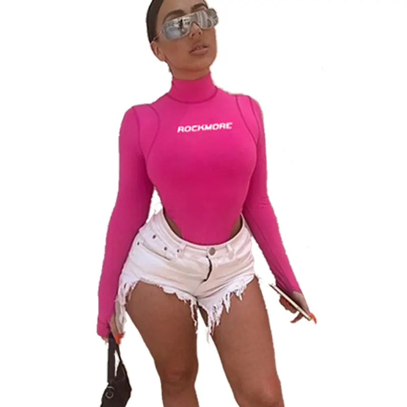 

Womens Rompers One Piece Bodysuit Top Turtleneck Thumb Hole Long Sleeve Fall Romper Logo Custom Women Sport Track Clothes S00298