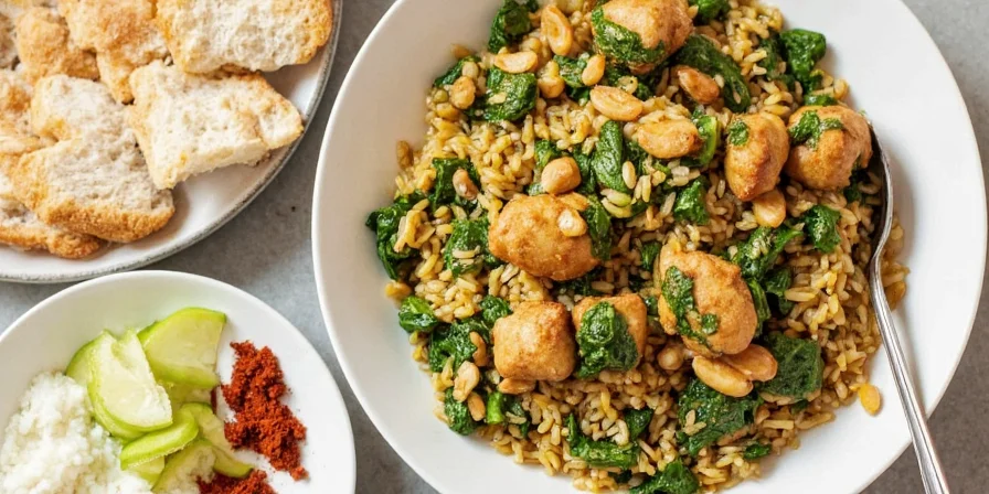 A comparison table showing different spice pairings for spinach chicken and rice