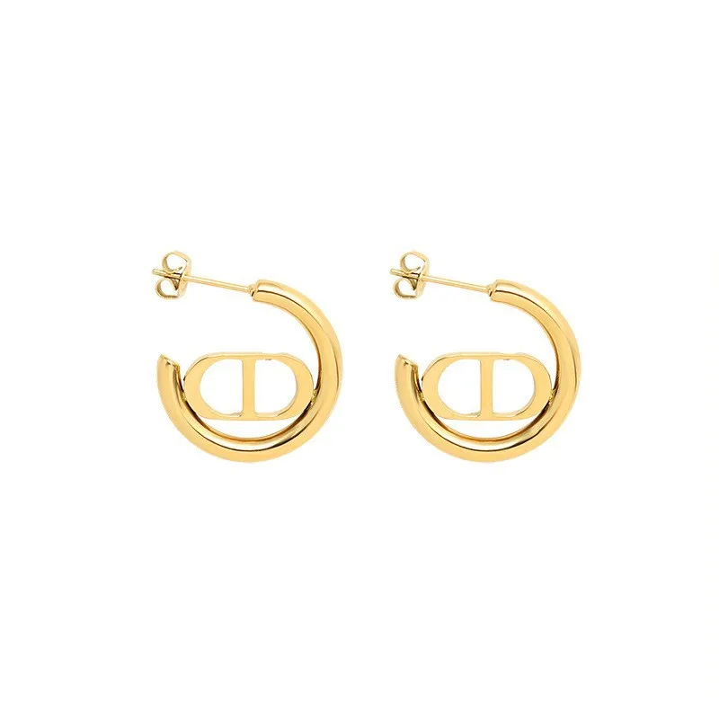 

designer letter earrings gold plated stainless steel cc earring wholesale hoop earring women