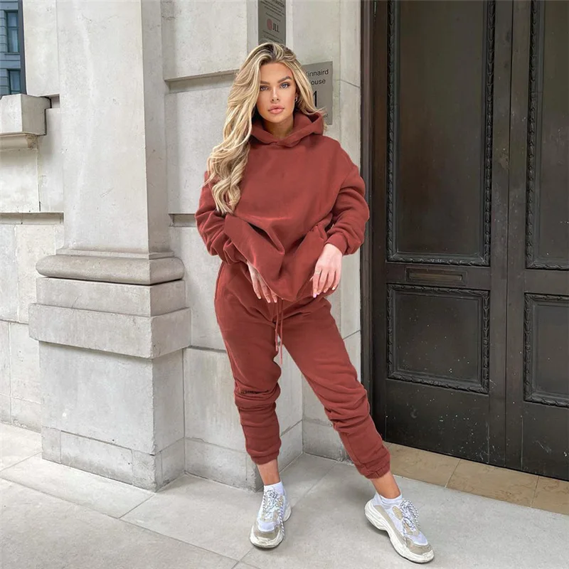 

KYM04492 Custom logo jogger hoodie sweatpants set unisex cotton fleece sweatpants suit Women Mens Hoodies Joggers Suits Set