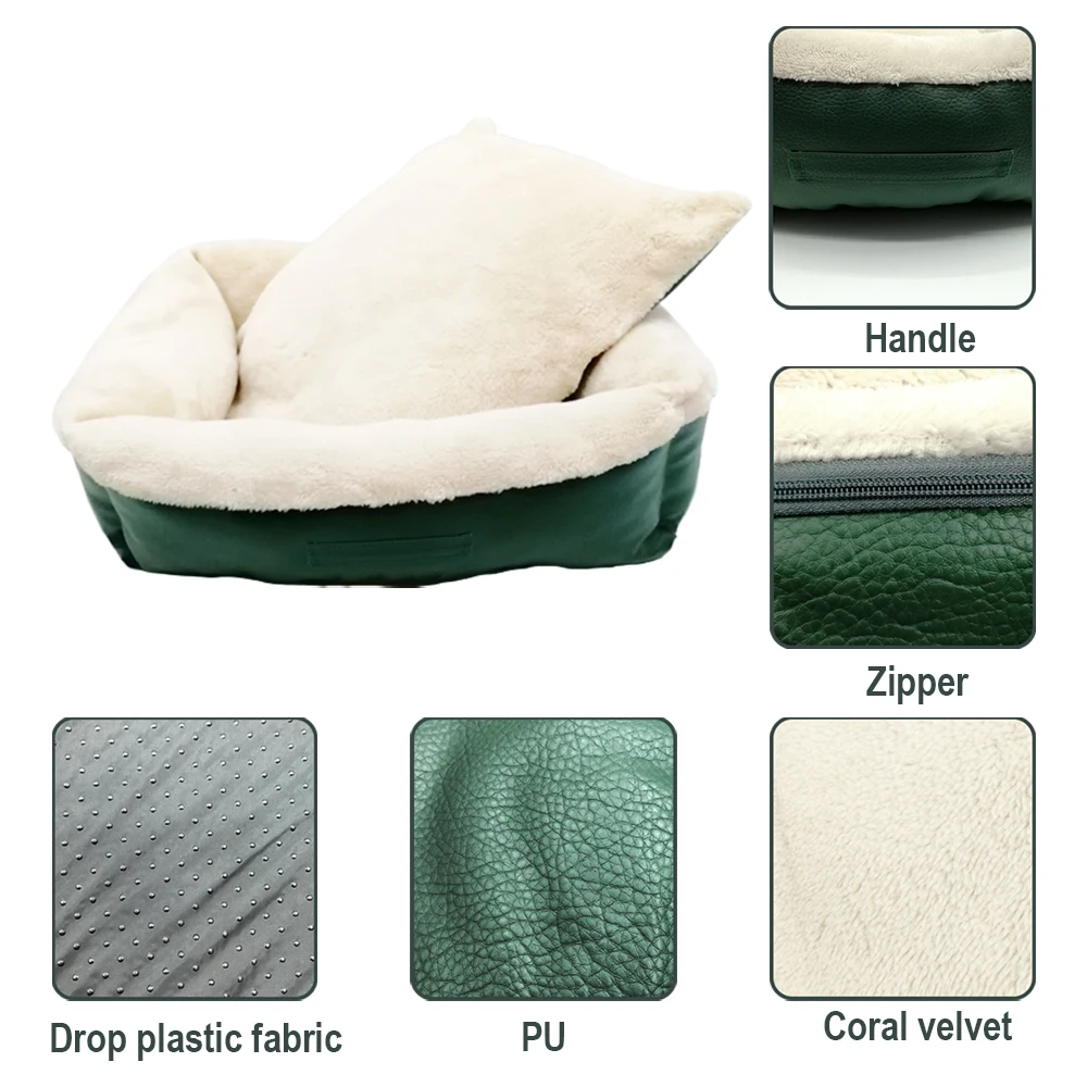 Factory Pu Leather Faux Fur Waterproof Comfortable Dog Bed Sofa Cosy Pet Bed In Bedroom Living