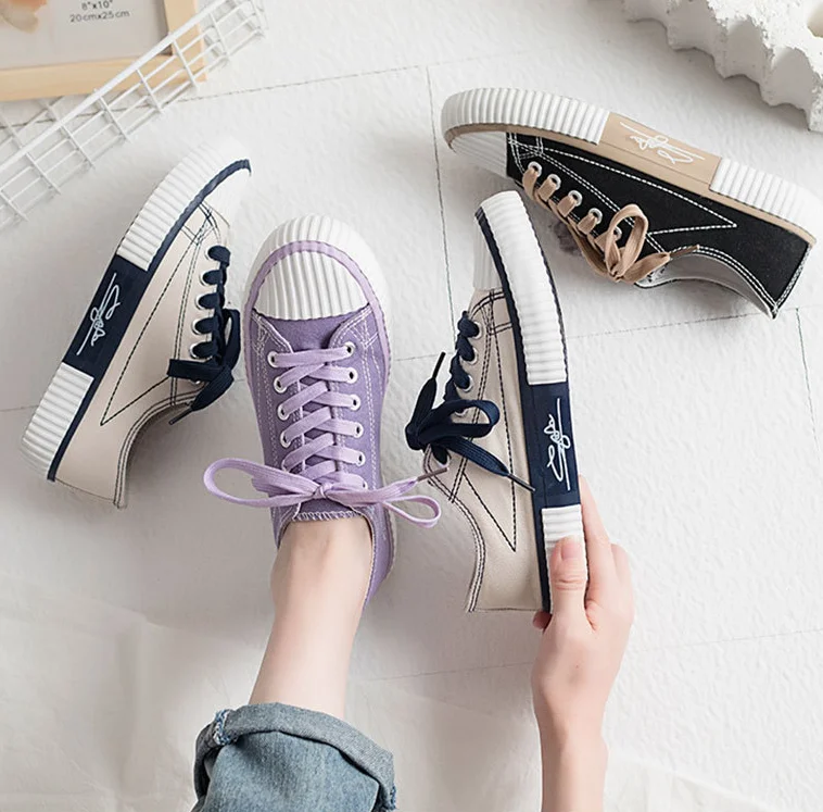 

2021 women's Korean canvas shoes board shoes versatile cloth shoes low top breathable K08