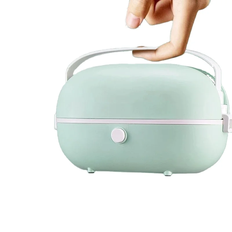

Easy Carrying Rice Cooker Stainless Steel Liner Home Office Heated Food Container Portable Electric Lunch Box, Red/pink/green