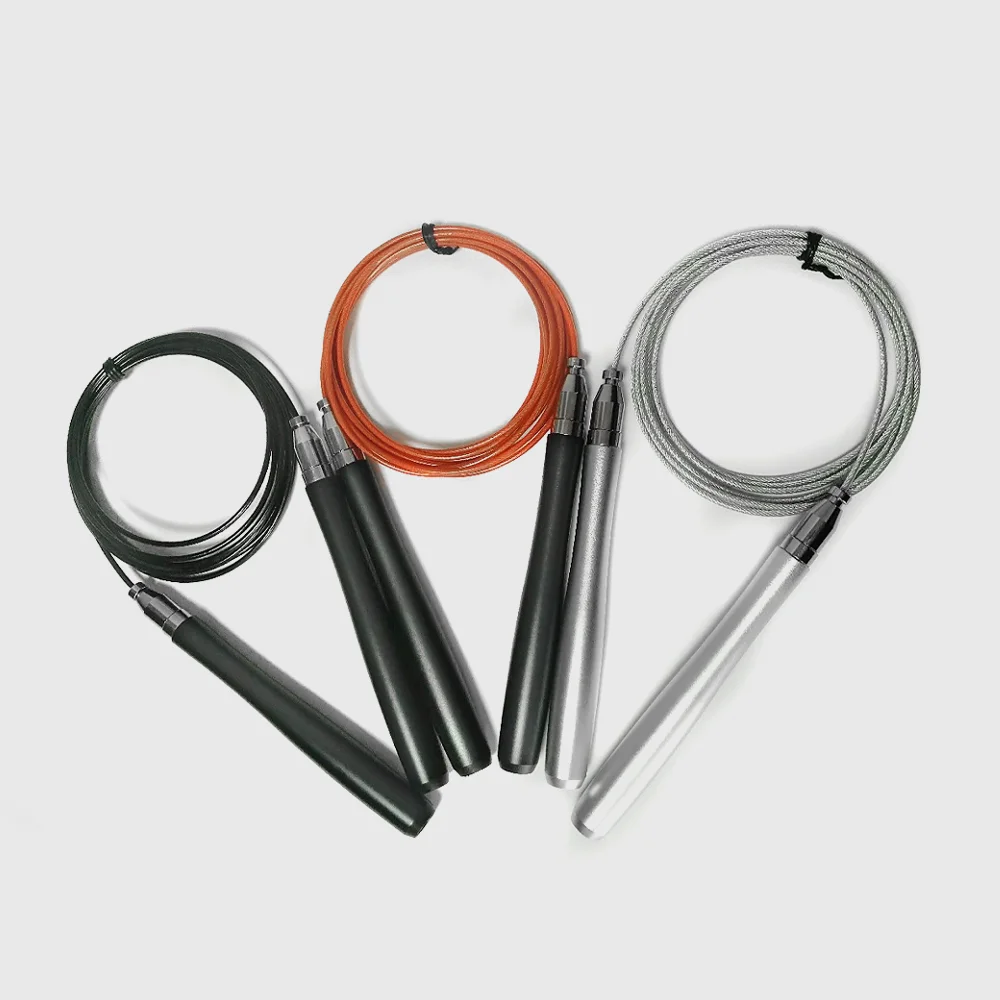 

Skipping rope adjustable rope length steel wire with metal handle double bearing jump rope