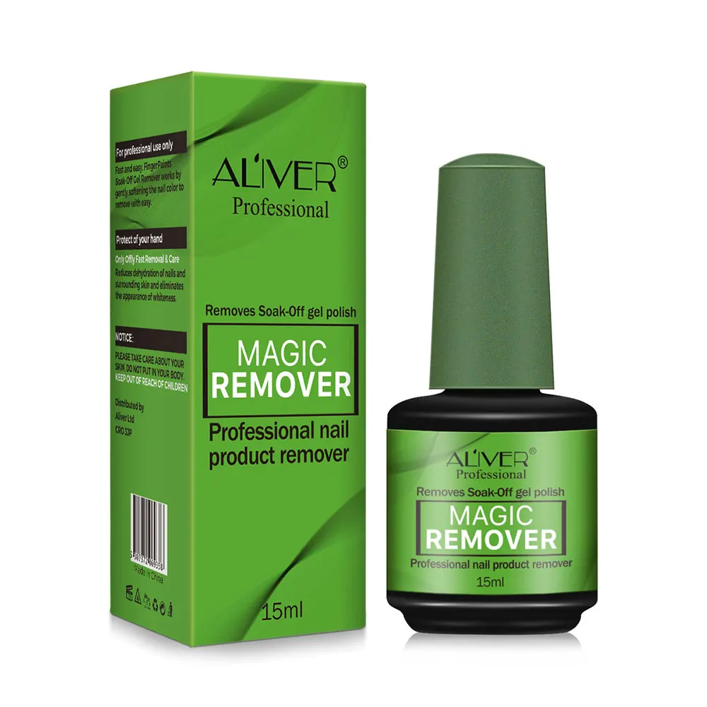 

ALIVER Quickly Soak Off Polish in 3-5 Minutes 15ml Private Label Professional Nail Removal Gel Magic UV Gel Nail Polish Remover