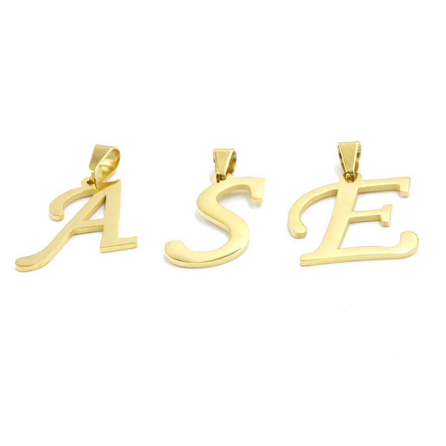 

From A to Z Making Jewelry Diy Accessories Necklace Gold Plated Stainless Steel 26 Initial Letter Alphabet Pendant