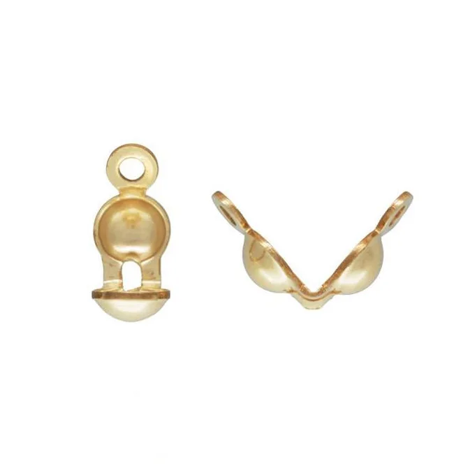 

GFR028 0.036" Hole Clamshell Bead Tip w/2 Rings Knot End Cover Clam shell 14K Yellow Gold Filled