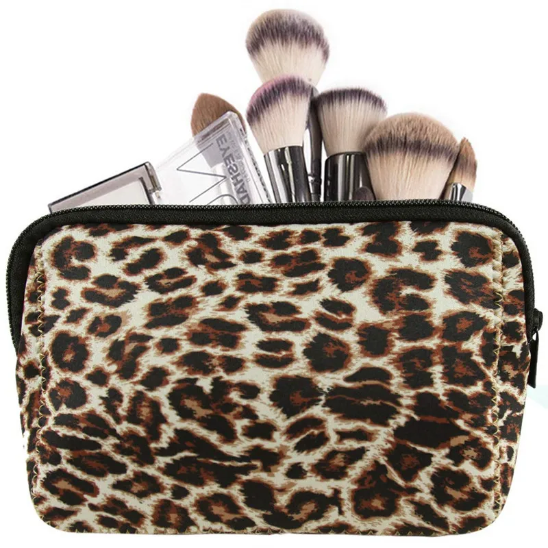 

Lightweight waterproof custom sport camo makeup toiletry pouch zip leopard printed sublimation cosmetic bag neoprene, Leopard or custom color