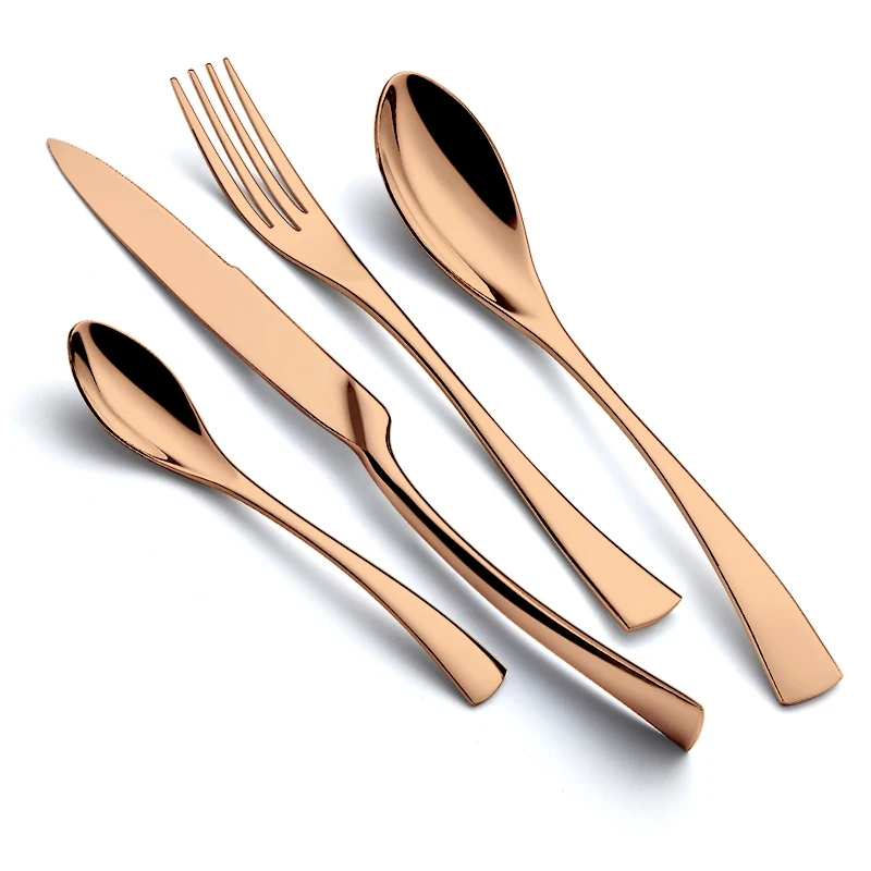 

Wholesale luxury flatware sets Christmas spoon fork knife teaspoon gold stainless steel cutlery set