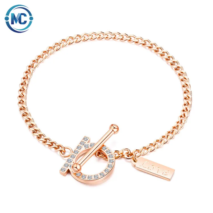 

2021 New Gold Plated Crystal Zircon Bracelet Bangle for Women Jewelry, Rose glod