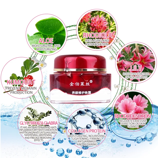 

Skin Care private label organic anti-aging beauty facial night cream, Red