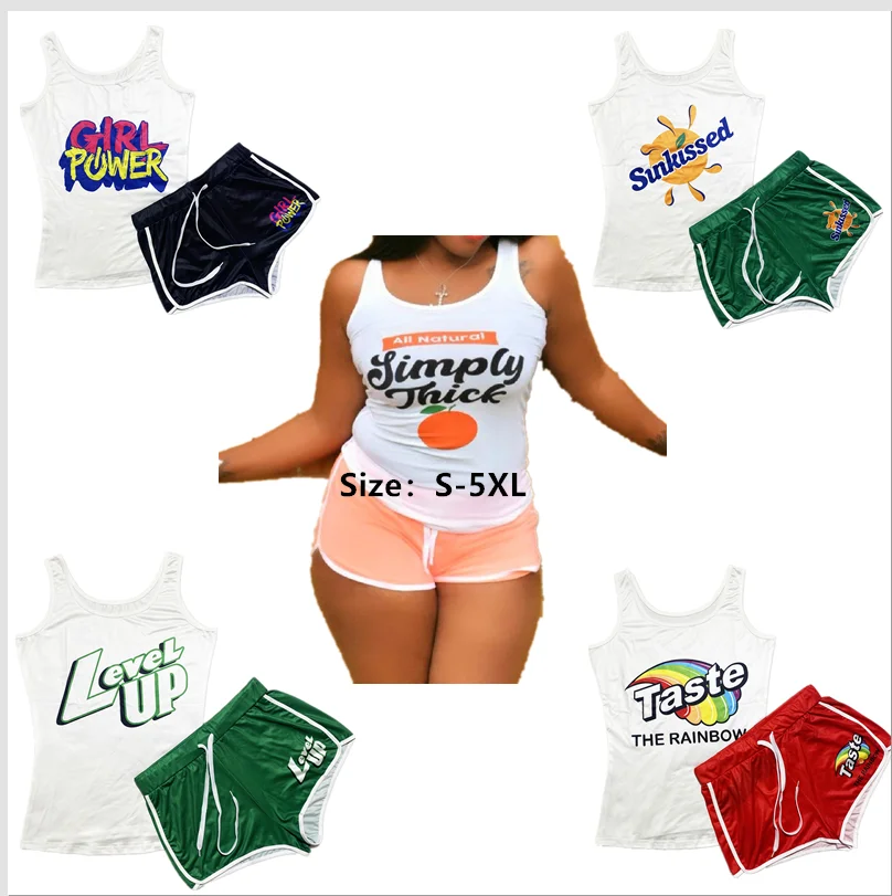 

Plus size biker shorts set 2 piece short set summer 2022 custom snack tank top short set for women