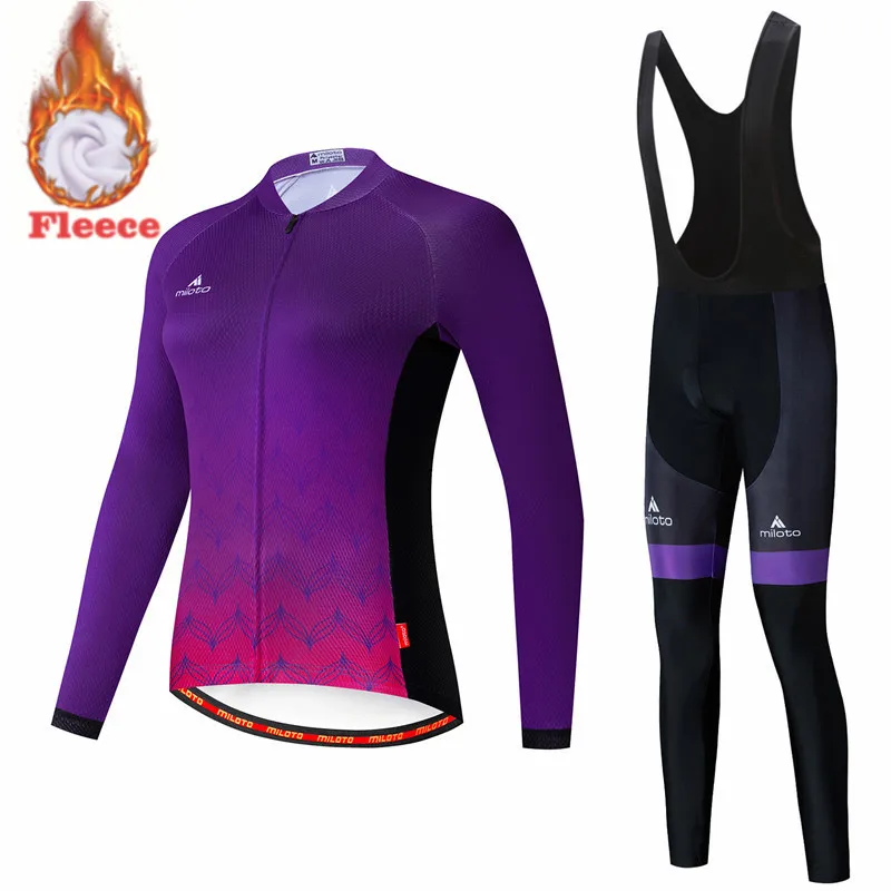 

Winter Cycling Suits Women's Mountain Bike Fleece Long Sleeve Winter Cycling Sets, As pictures show