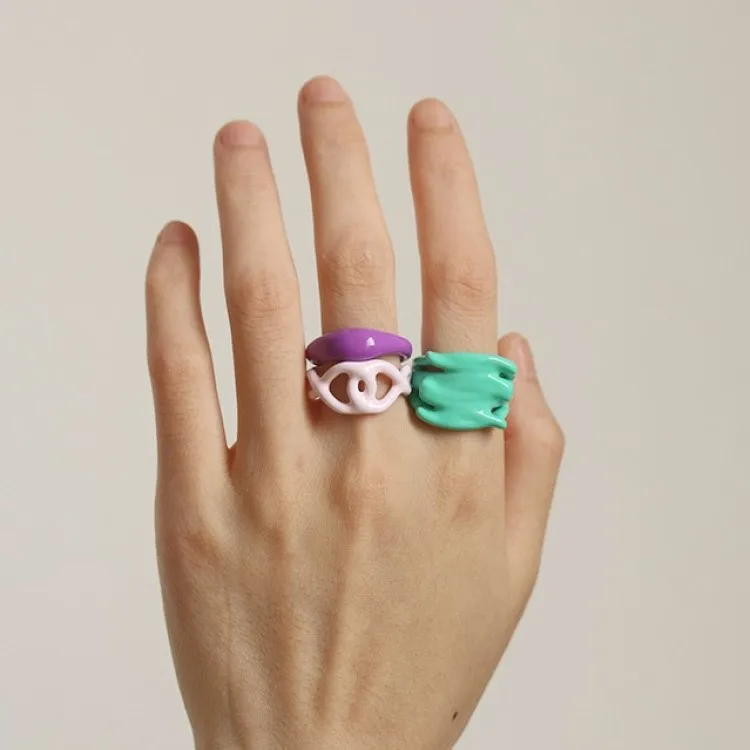 

Fashion Charm Korean Geometric colorful Ring Cute Elegant Jewelry Gifts For Women Girls