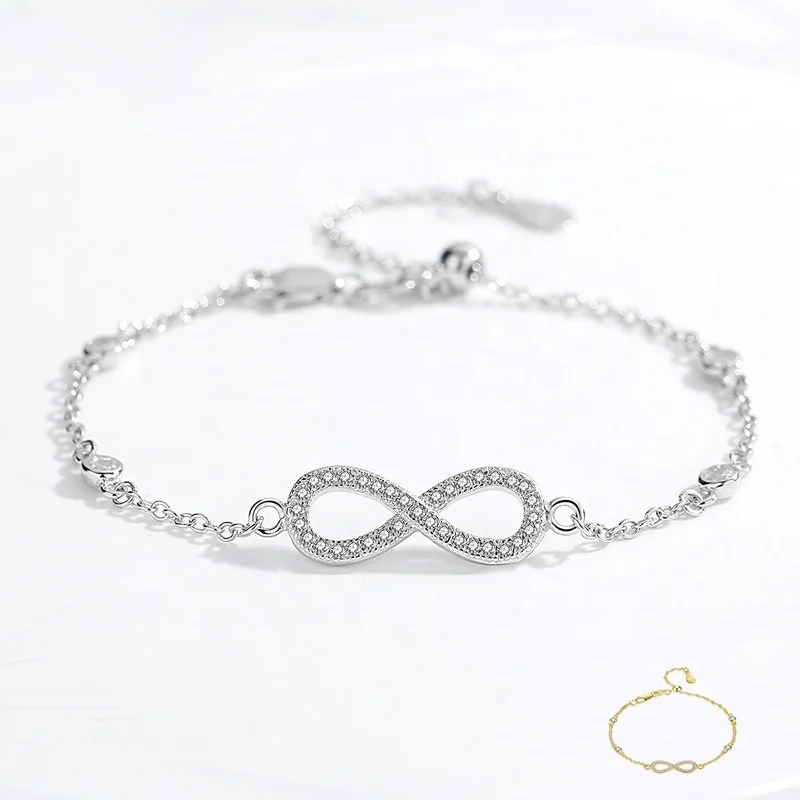 

2020 latest 925 sterling silver personalized bracelet infinity bracelet with 3 CZ