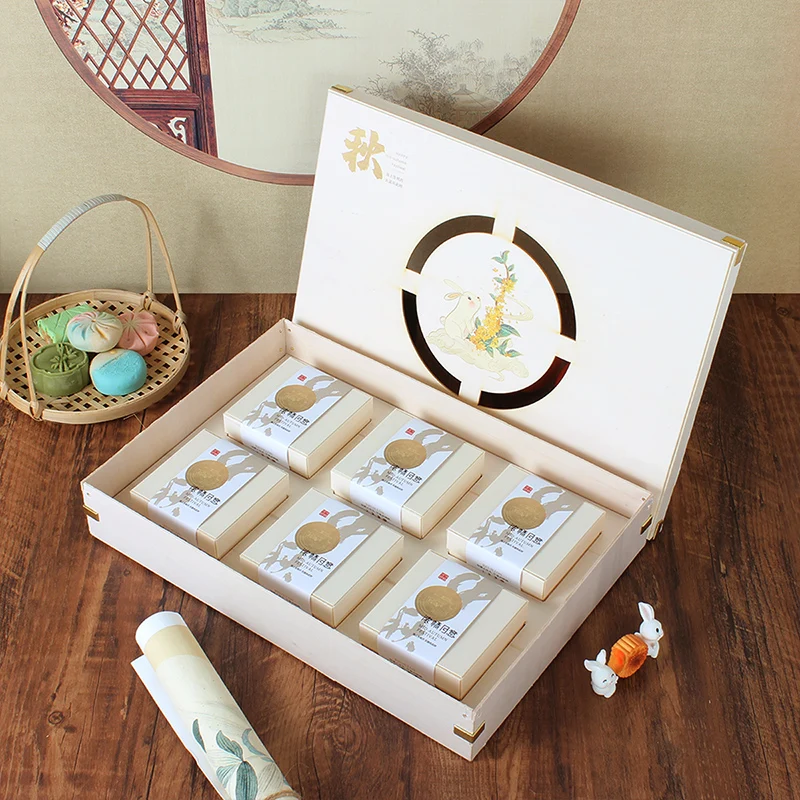 

EcoCharm Mooncake Gift Box Biodegradable Sustainable Wood Dessert-friendly Packaging