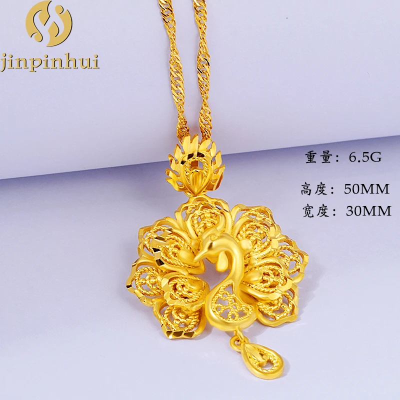 

JINPINHUI jewelry 24k gold-plated peacock pendant ncaklace for lady