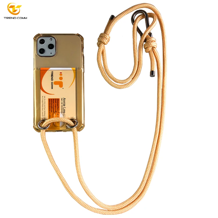 

2021 Hot selling crossbody bag cell phone neck strap transparent case for iPhone 11 Pro, Black, blue,pink, red, white