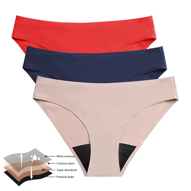 

Reusable Menstrual Panty Protection 4 Layers Period Panties Menstrual Period Underwear Leak Proof Panties, Black,skin,blue,red,brown