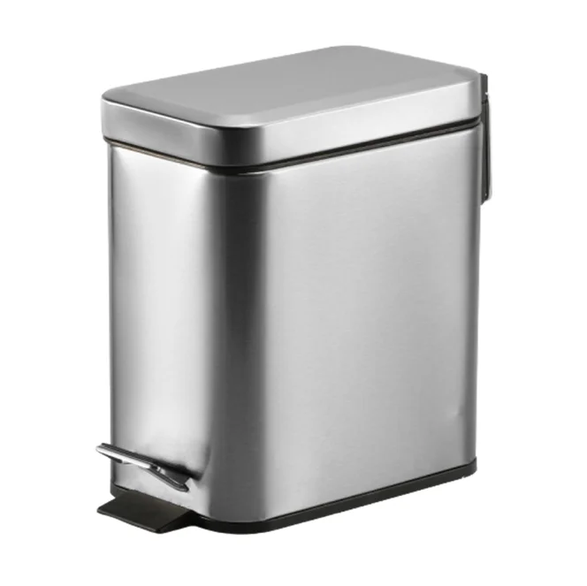

Household 5L slow down Stainless steel Square Trash Can/Pedal Bin with Plastic Inner bucket, Green/blue/pink/white/silver