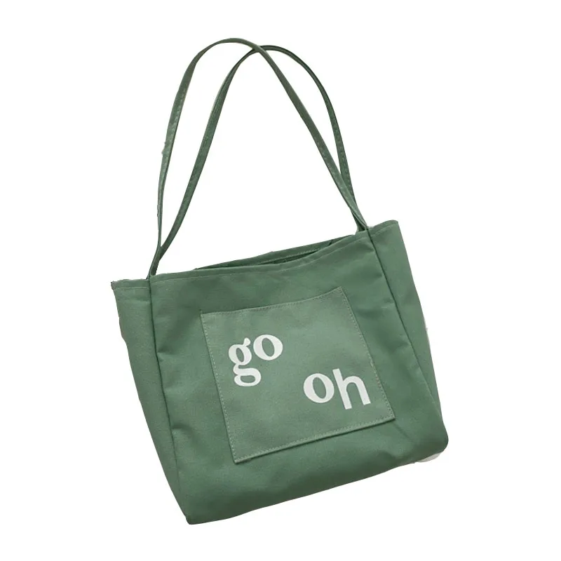

Wholesale Customized Logo Green Portable Shopping Large Canvas Tote Bags Canvas Bag