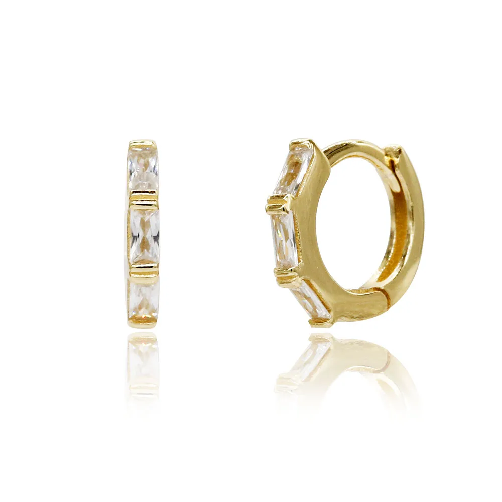 

2021 claw shaped creative design pure silver cubic zirconium Round Huggie Earrings, Customized color
