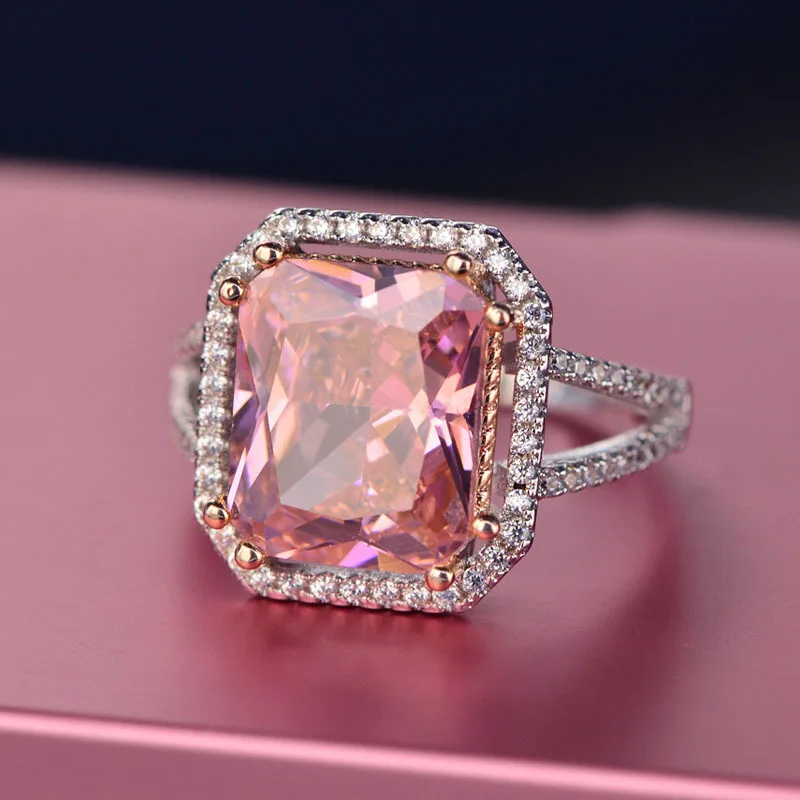 

Personalized beautiful design fashion women pink stonecubic zirconia morganite ring